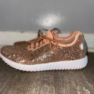 Size 10 Southern Fried Chics Rose Gold Tennis Shoes